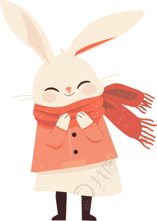 戴围巾的兔子素材