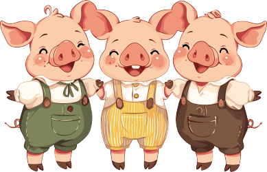 可爱三只小猪穿衣服