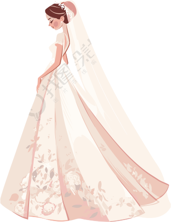 简约婚纱唯美插图
