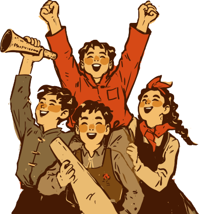 劳动节复古粗线条插画