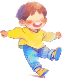 快乐奔跑的小孩插画图