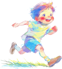 欢乐儿童跑步矢量插画