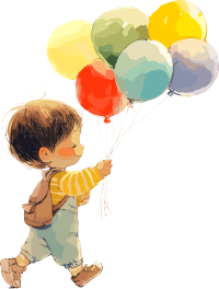 可爱彩色气球的快乐小孩