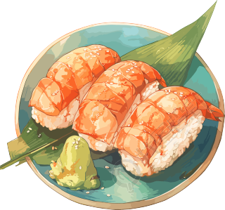 甜虾寿司插画