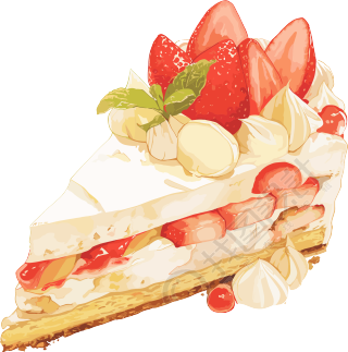 甜点草莓蛋糕插画