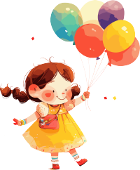 可爱彩色气球的快乐小孩