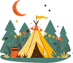 校园野营帐篷月亮插画