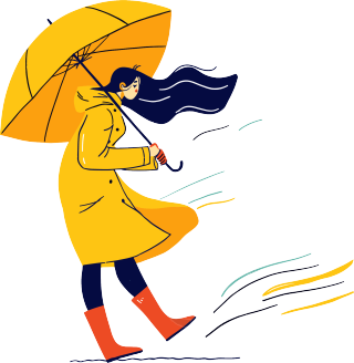 打伞的女孩暴雨矢量素材
