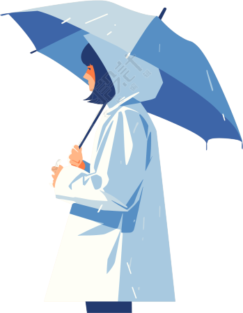 打伞的女孩暴雨元素