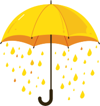 暴雨天气黄色雨伞插画