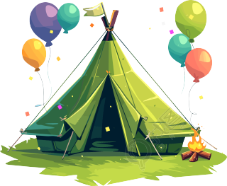 校园野营帐篷插画