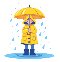打伞的女孩暴雨图形素材