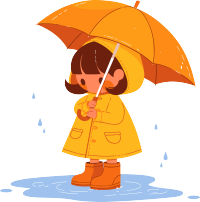打伞的女孩暴雨插画