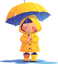 打伞的女孩暴雨PNG素材插画