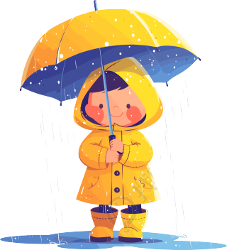 打伞的女孩暴雨PNG素材插画