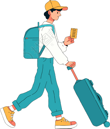 年轻男生出行旅游元素