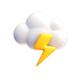 雷阵雨3D闪电天气图标素材