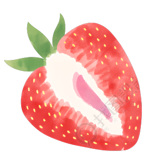 草莓水彩风素材