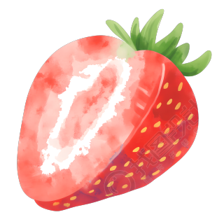 半个草莓插画