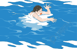 溺水男孩夏季防溺水插画