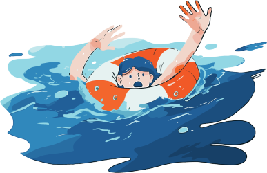 溺水男孩安全教育插画