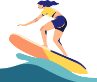 冲浪女生透明背景插画