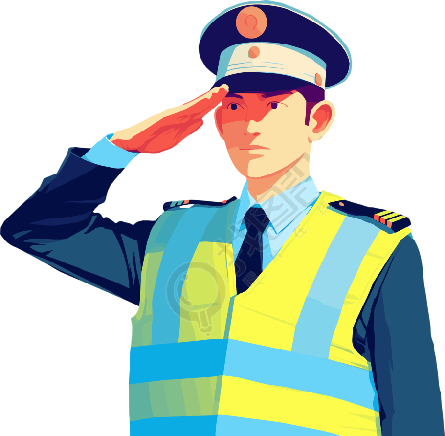 交警向量插图