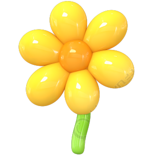 黄色小花3D向量图