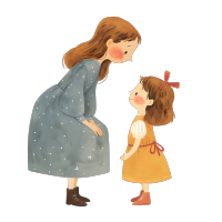 母亲和女儿的彩铅简单绘画