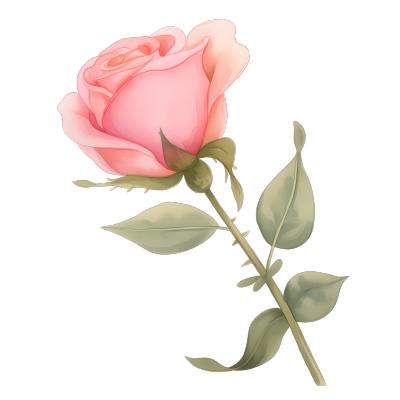 水彩植物玫瑰花插图