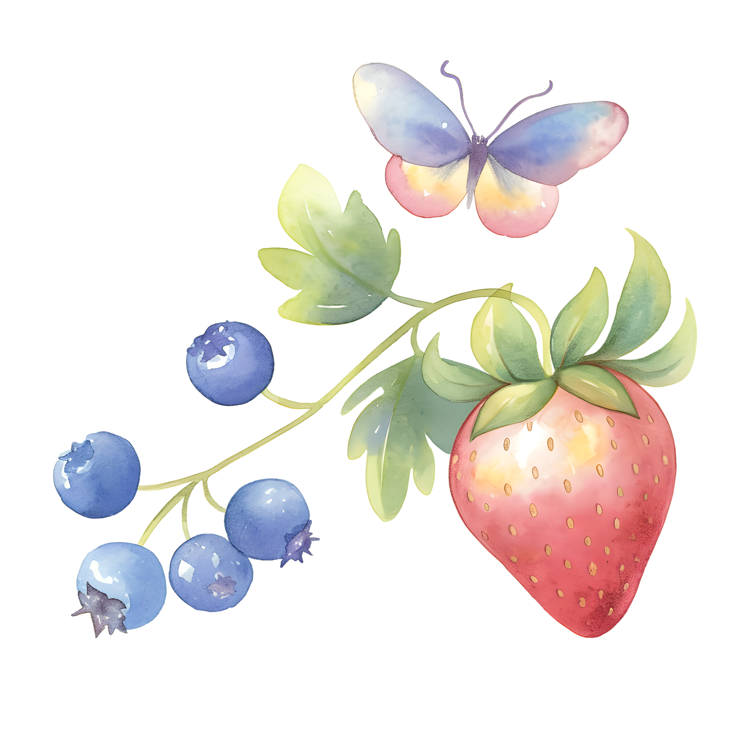 草莓儿童水彩插图