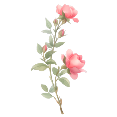水彩植物玫瑰花唯美插图