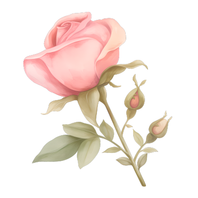 水彩植物玫瑰花元素
