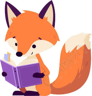 狐狸看书矢量素材
