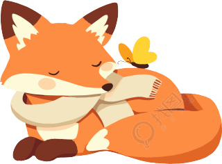 狐狸睡觉矢量插图