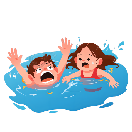 儿童游泳溺水插画