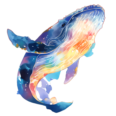 鲸鱼儿童水彩元素