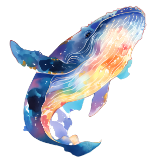 鲸鱼儿童水彩元素