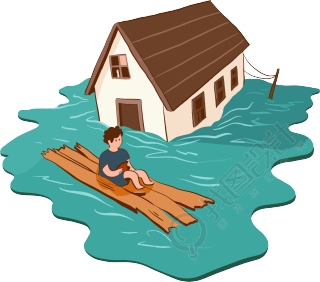 水淹房子防汛高清素材