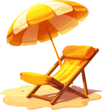 海滩躺椅夏季防暑插画