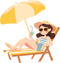 夏季防暑躺椅女孩素材