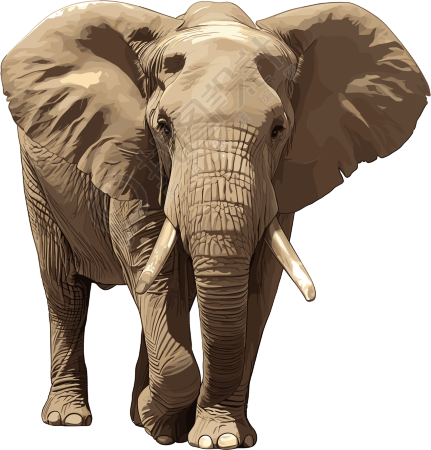 大象珍稀动物插画设计