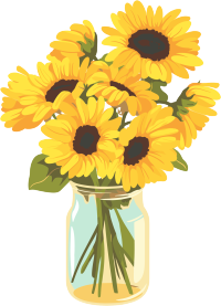 花瓶向日葵花束插画