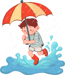暴风雨中的男孩插画