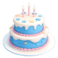 3D生日蛋糕矢量插图