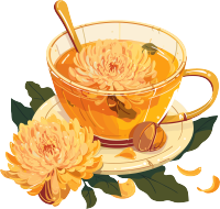 菊花茶清新茶杯插画