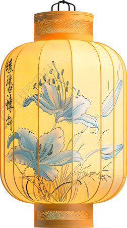 赏灯东方插画设计元素