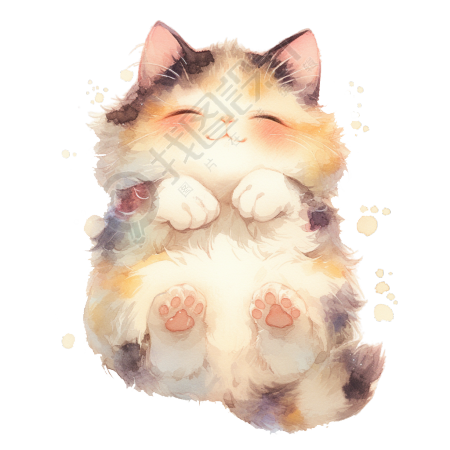 猫咪水彩画插画