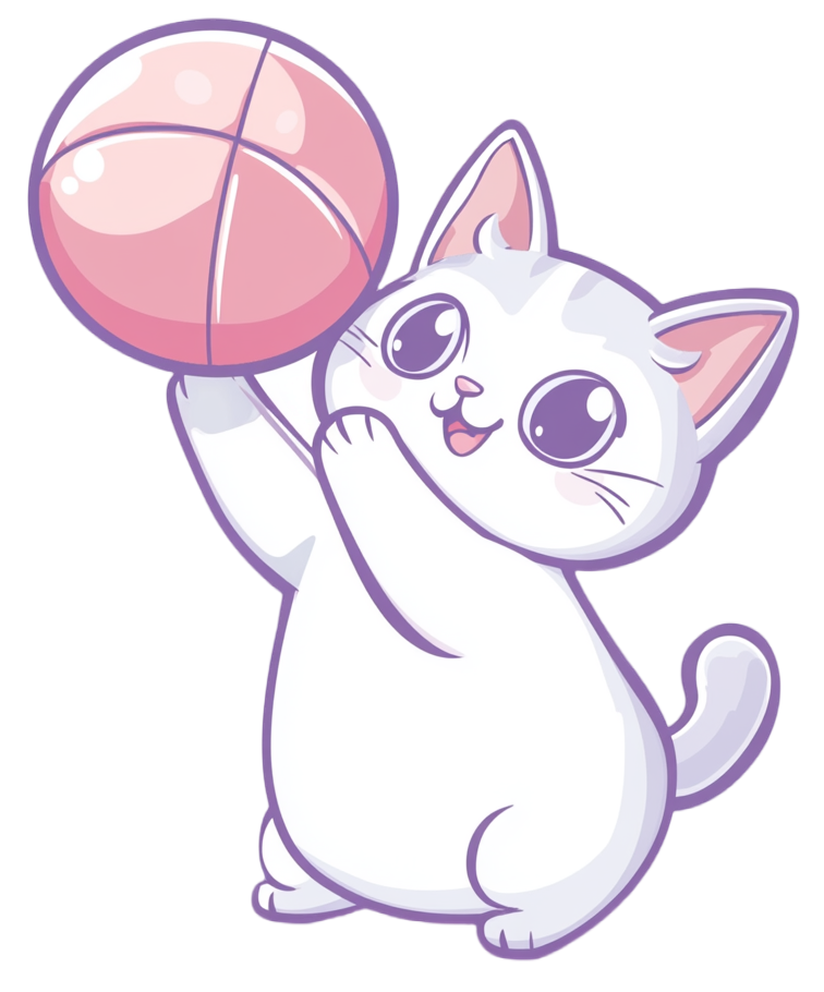 猫咪玩球卡通插图