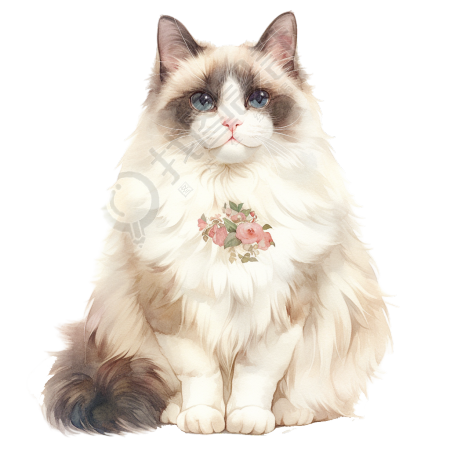 猫咪水彩画插画设计素材